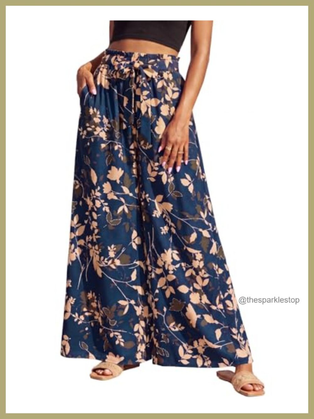 Flowy Wide Leg Palazzo Pants High Waist Floral Casual Summer